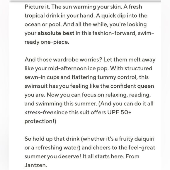 New Jantzen Teal Palm Slimming Swimsuit - Picture 12 of 14